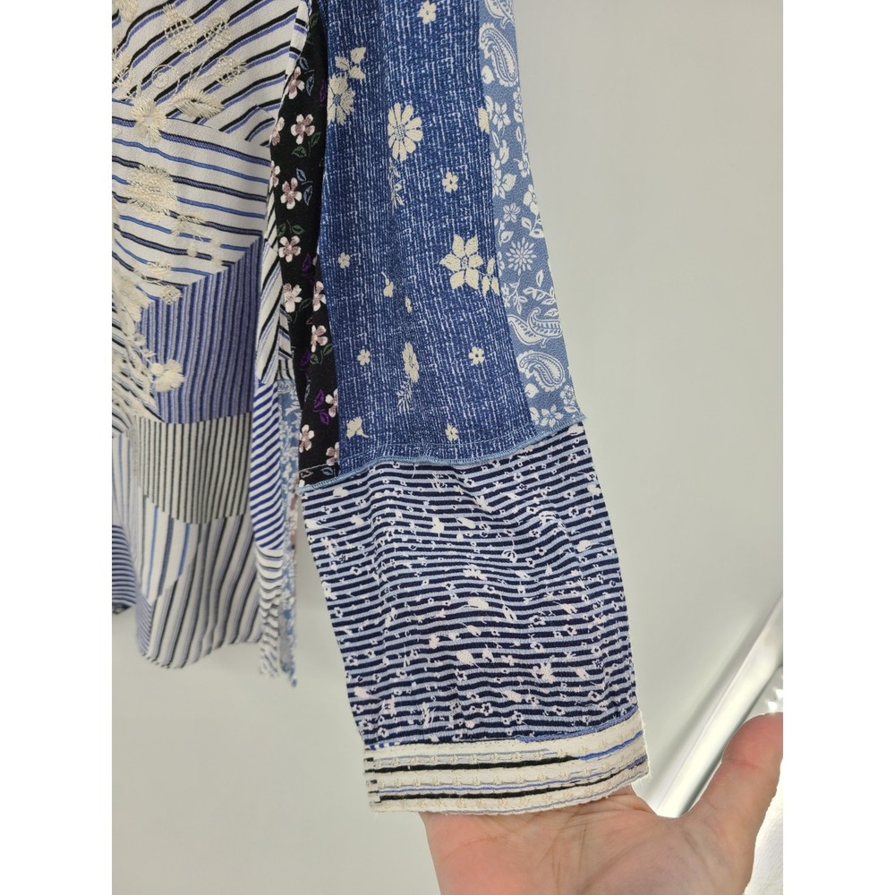 John Mark Patchwork Embroidered Shirt Pm Boho Cot… - image 3